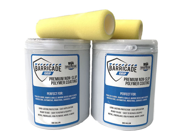 Barricade Grip Premium Non-Slip Polymer Coating Coatings Gray - Extra Large Kit (2) Gallons + (2) Roller Covers 