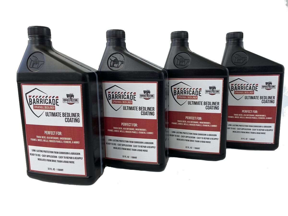 Barricade Ultimate Sprayable Bedliner Coatings Large Kit (4) Quarts Without Sprayer BLACK 