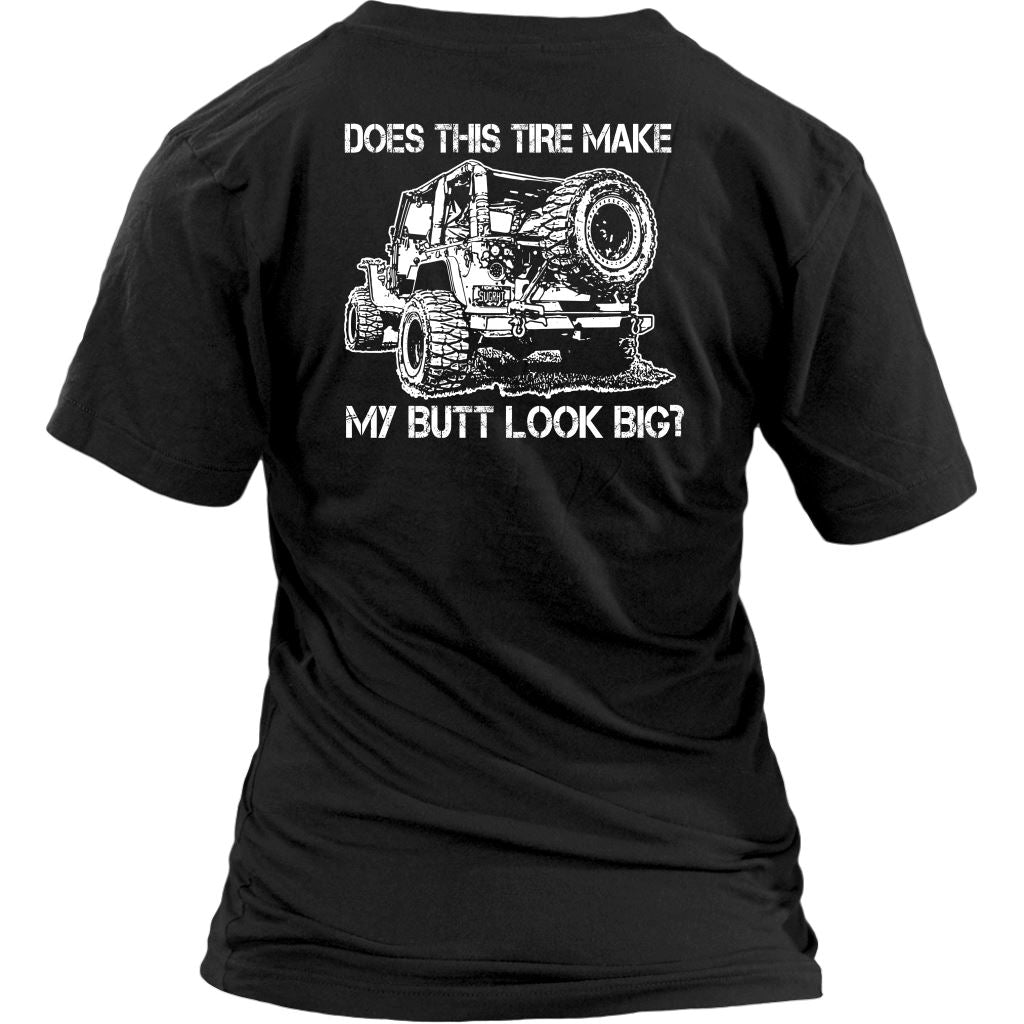 "Does This Tire Make My Butt Look Big?" Woman's V-Neck - Dark Colors T-shirt 