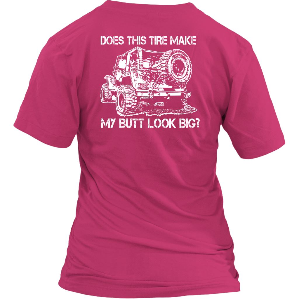 "Does This Tire Make My Butt Look Big?" Woman's V-Neck - Dark Colors T-shirt District Womens V-Neck Dark Fuchsia S