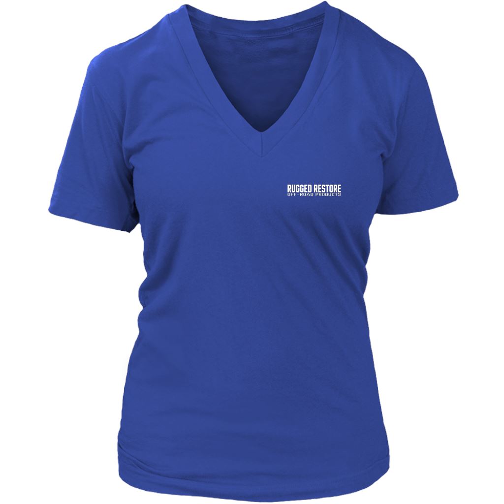 "Does This Tire Make My Butt Look Big?" Woman's V-Neck - Dark Colors T-shirt District Womens V-Neck Royal Blue S