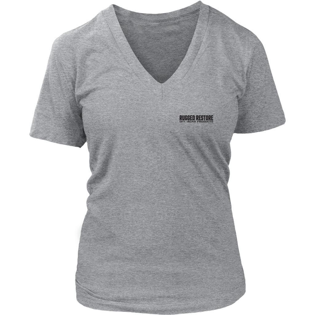"Does This Tire Make My Butt Look Big?" Woman's V-Neck - Light Colors T-shirt District Womens V-Neck Heathered Nickel S