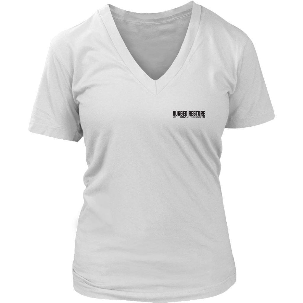 "Does This Tire Make My Butt Look Big?" Woman's V-Neck - Light Colors T-shirt District Womens V-Neck White M